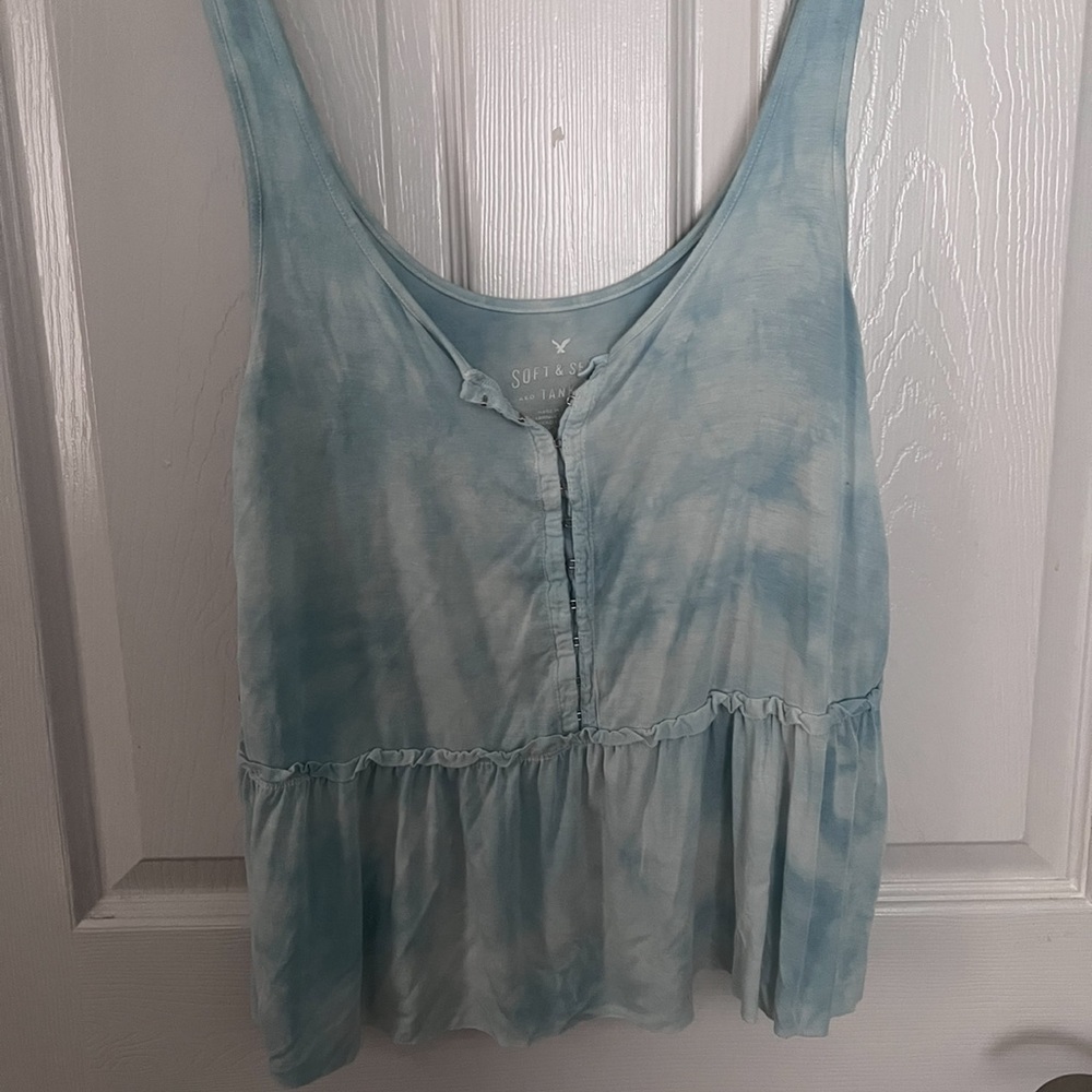 Light blue and white soft and sexy American Eagle tank top